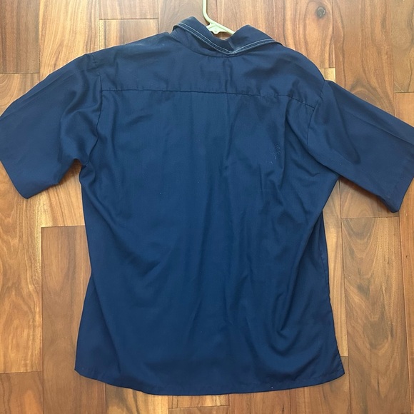 Vintage A&S Abraham & Straus Navy Blue Collared Short with Front Pocket - Picture 2 of 3